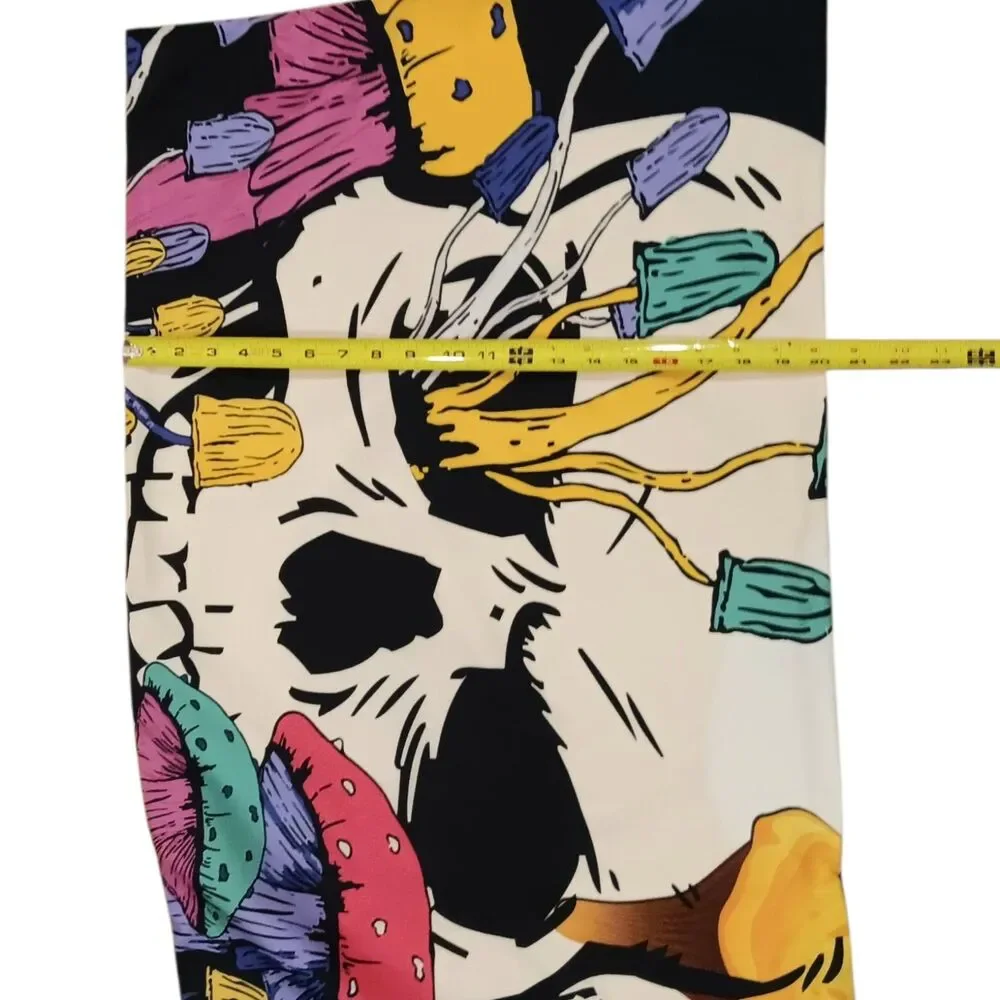 Set Of 2 Graphic Skull And Mushrooms King Size Pillowcases Multicolor 36